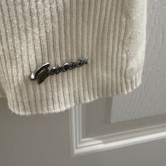 Guess Women's Eco Blaire Halter Neck Sleeveless Sweater Cream Ribbed Tank XL NEW - Picture 7 of 9